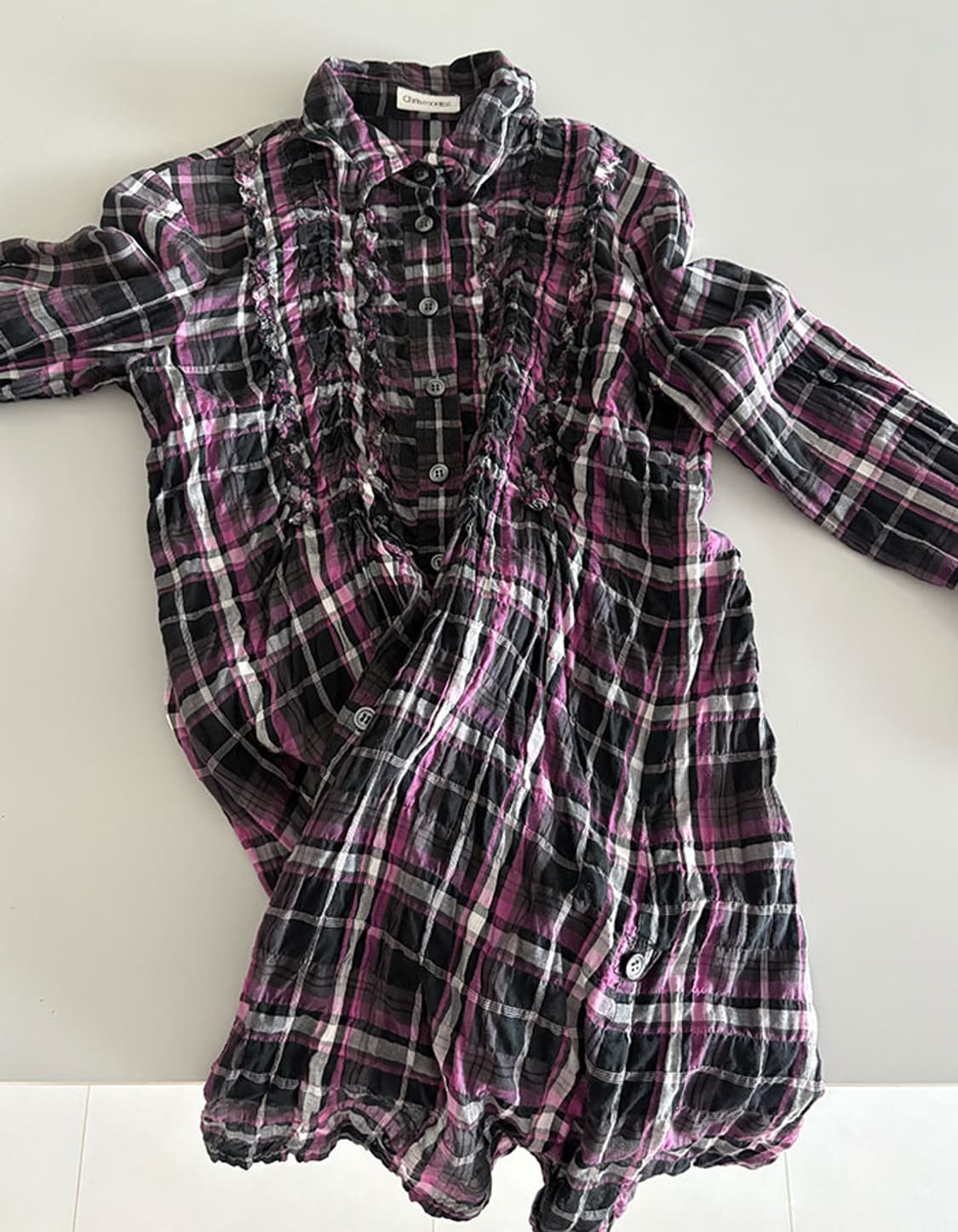 plaid frill shirt dress 상품이미지2