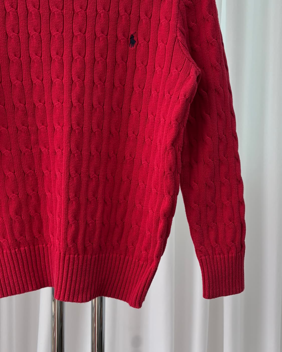 [S]폴로 랄프로렌 꽈배기 케이블 코튼 니트 red 상품이미지5