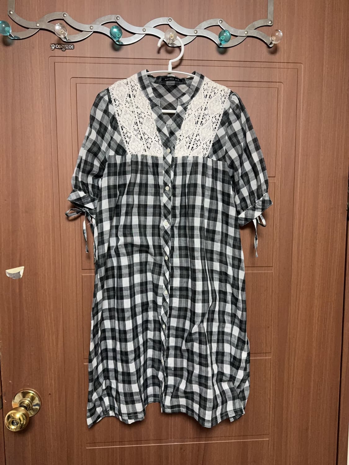 모리걸 하구미 일본 빈티지 블랙 체크 레이스 원피스 상품이미지1