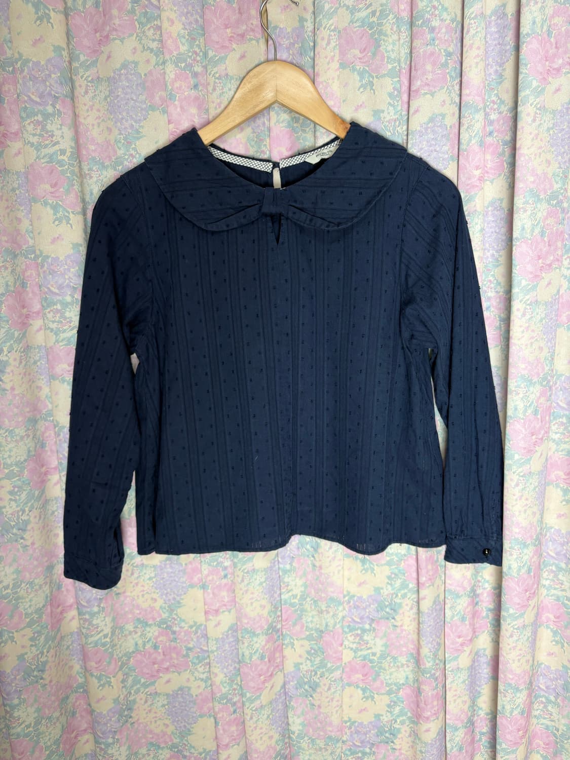 네이비 도트 리본 블라우스 상품이미지6