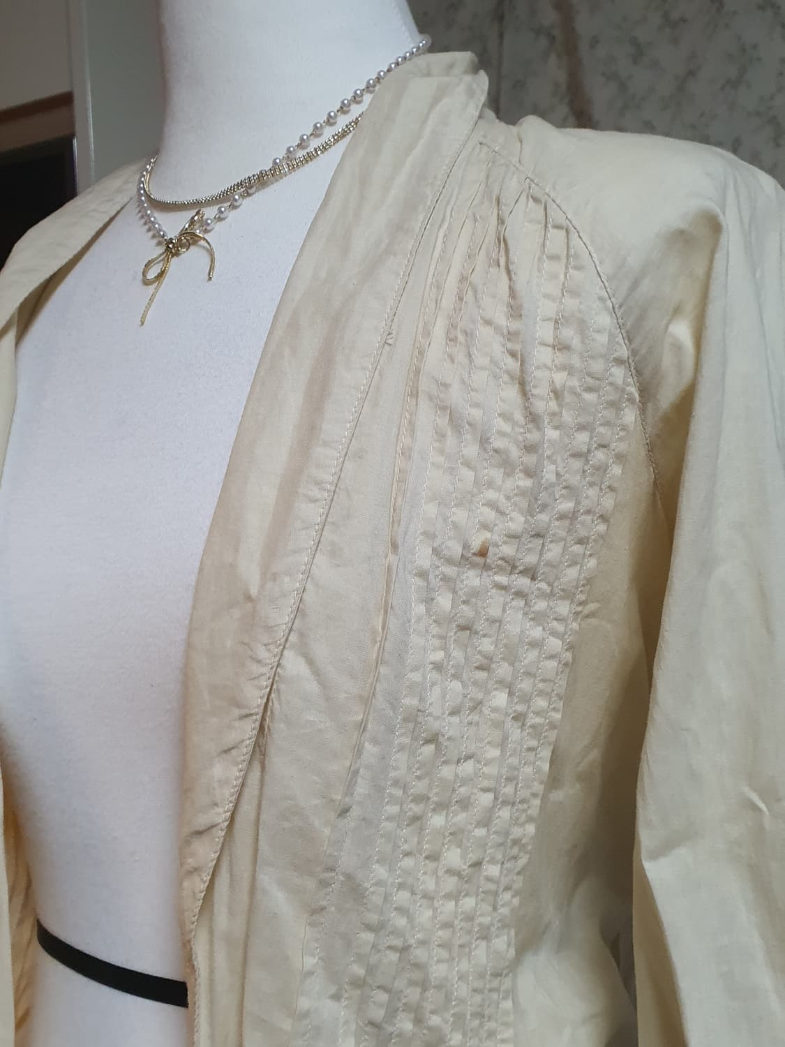 [일본빈티지] 아이보리 롱 가디건 셔츠형 겉옷 천 100 상품이미지3