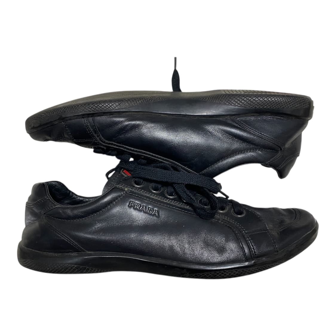 [44] 프라다 스포츠 로고 블랙 레더 스니커즈  상품이미지3
