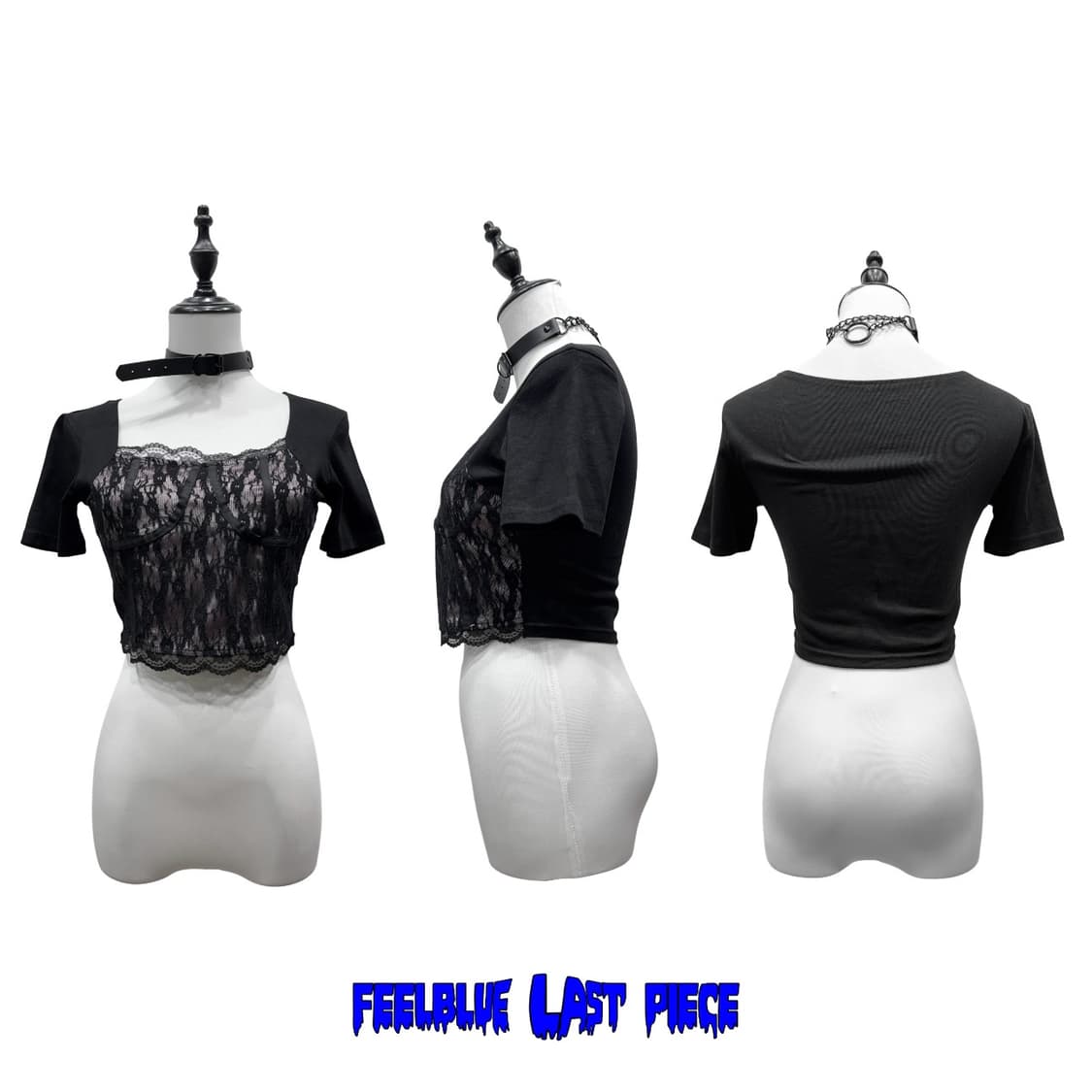 Lace Crop Top with Sheer Corset Top 상품이미지3