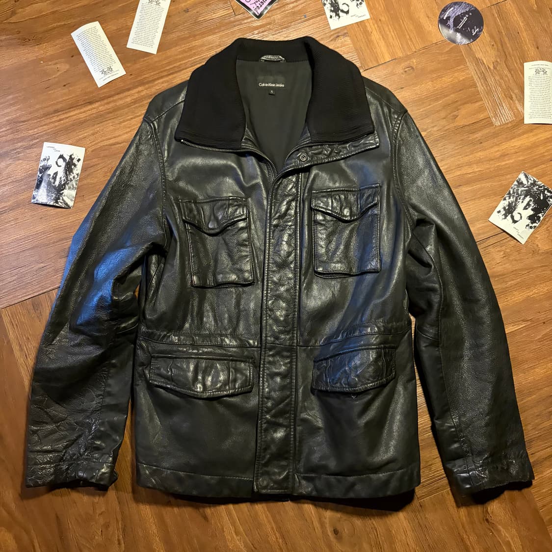 00S CLAVIN KLEIN 슬림 레더 자켓 상품이미지1