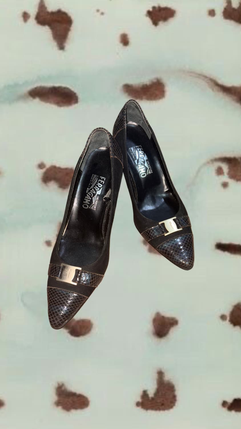 살바토레 페라가모 빈티지 파이톤 펌프스 힐 상품이미지1