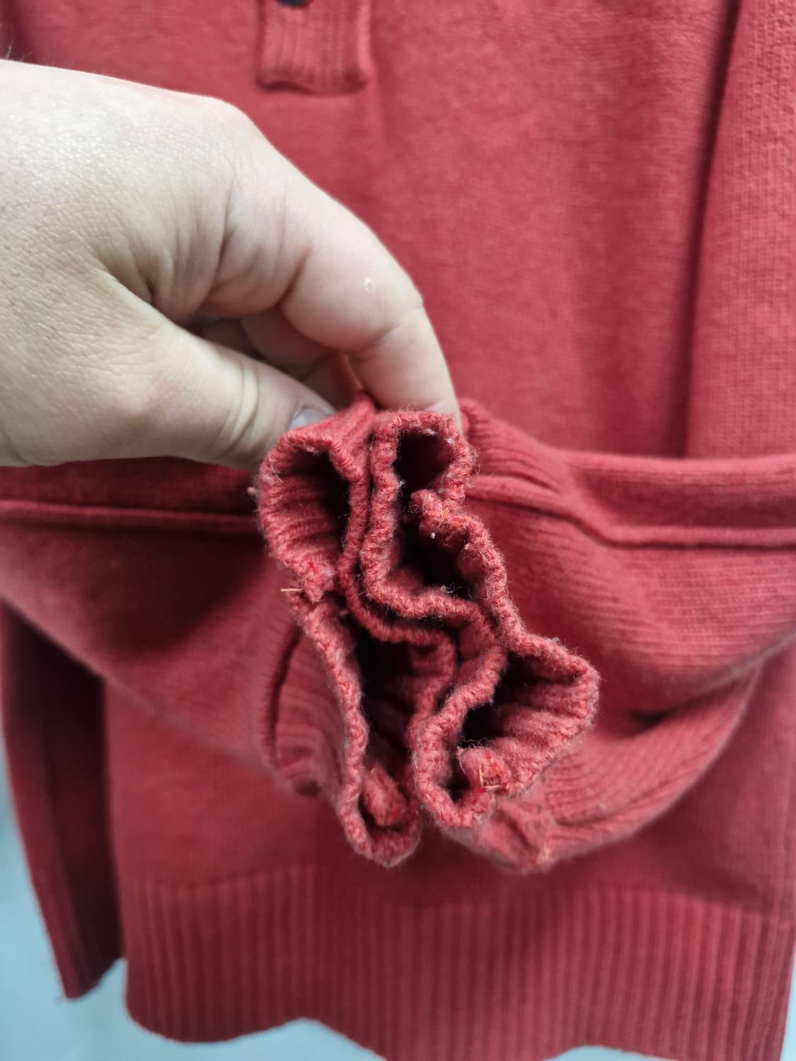 95M 스톤아일랜드 하이넥 반집업 버튼 울 니트. 상품이미지4