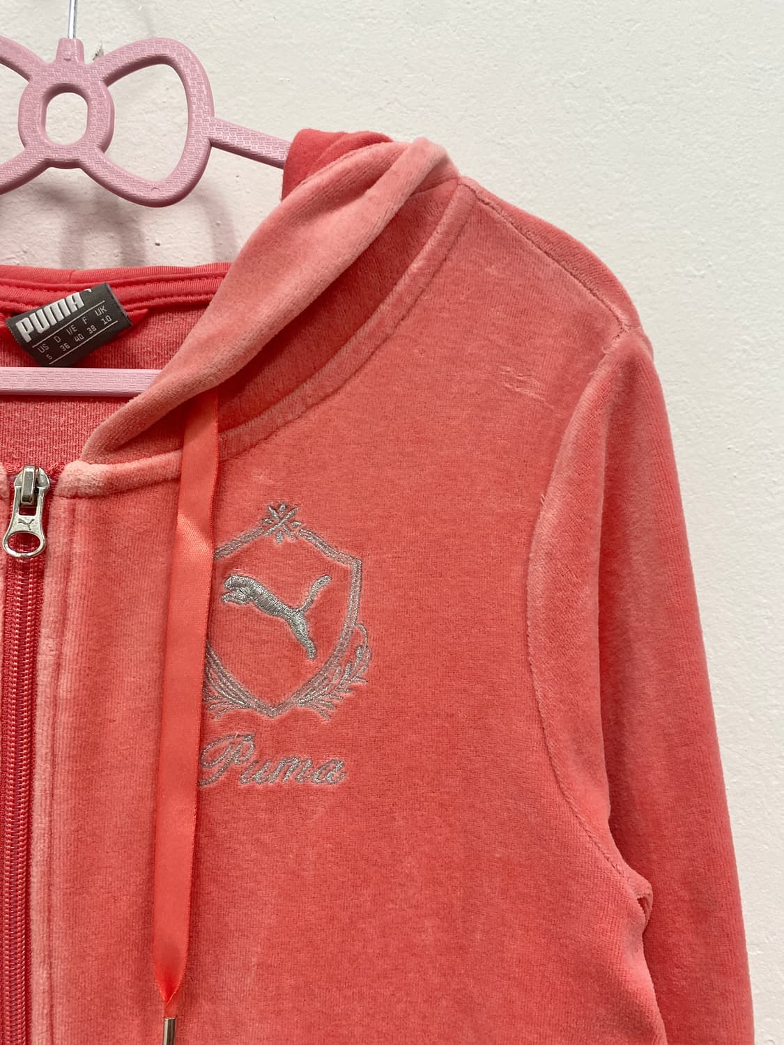 [PUMA] 퓨마 갸루 벨벳 코랄핑크 후드집업 셋업 상품이미지6