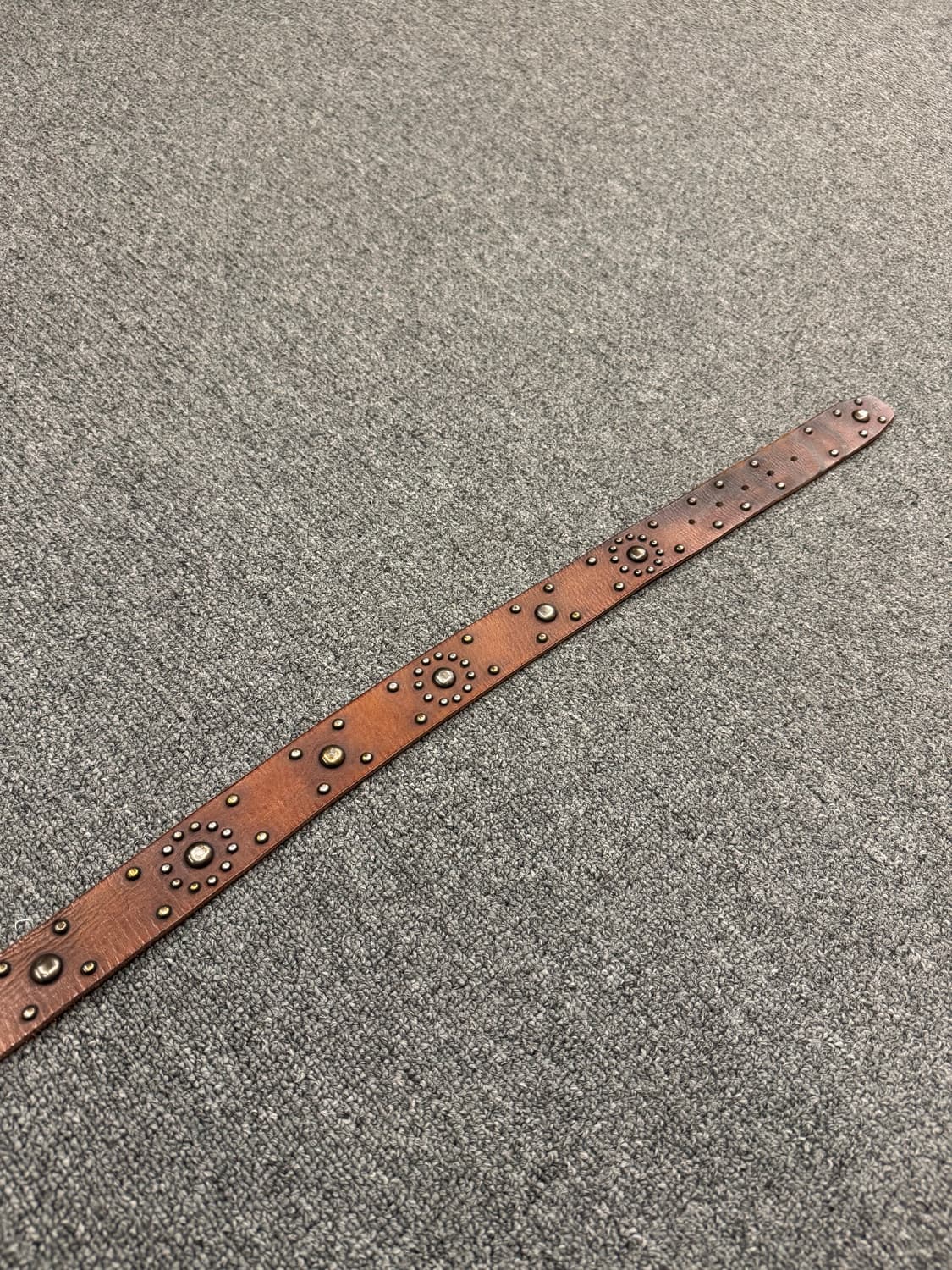 Vintage 패턴 스터드 웨스턴 브라운 가죽벨트 상품이미지3