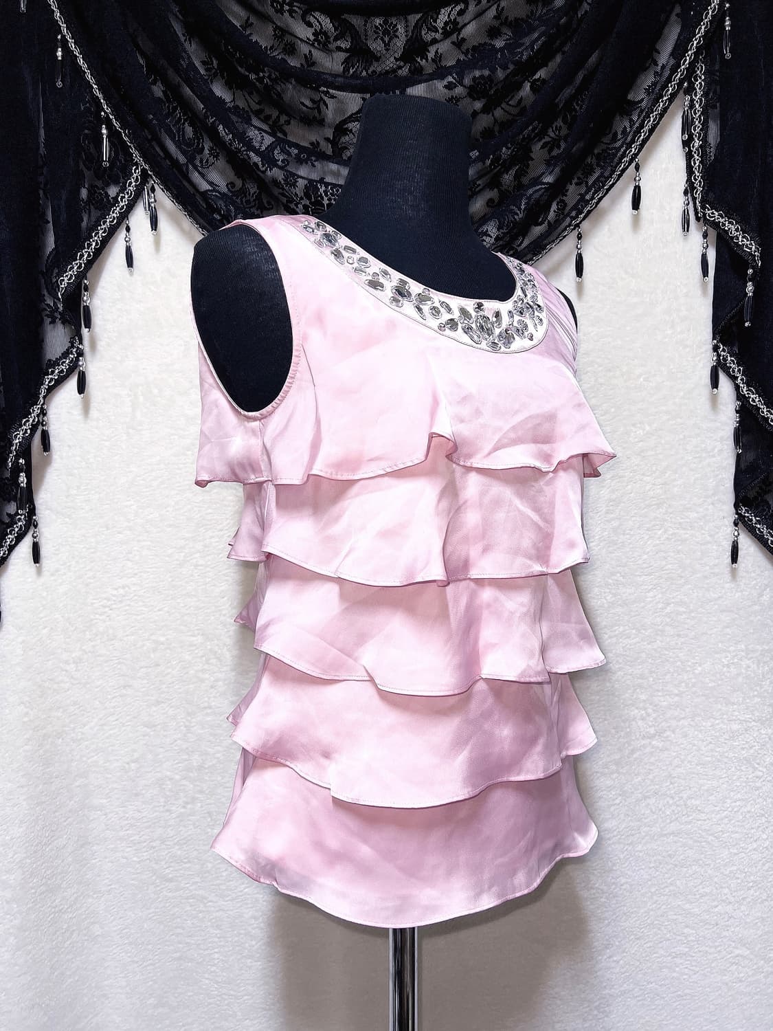 핑키앤다이안 히메갸루 로맨틱 비즈큐빅 쉬폰프릴 로걀탑 나시 헤이세이 핀터 상품이미지6