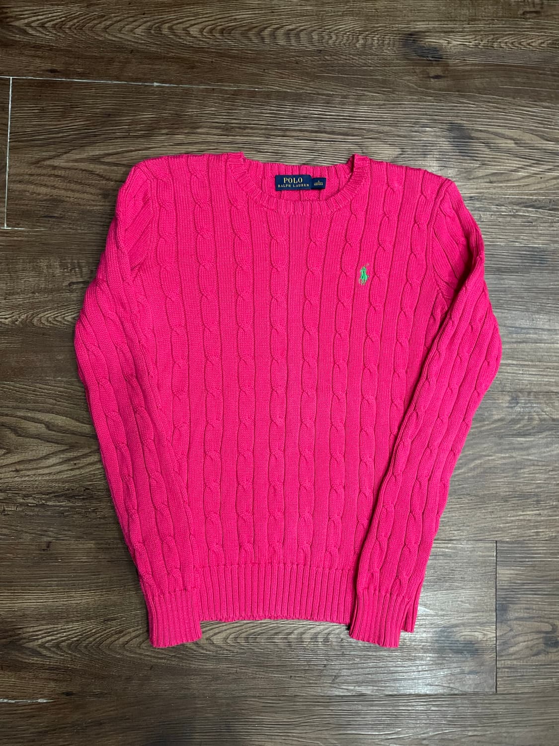 폴로 랄프로렌 케이블 니트 코튼 스웨터 핑크 상품이미지3