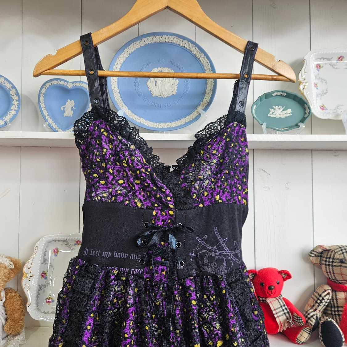 퍼플 레오파드 레이스 볼륨 원피스 상품이미지6