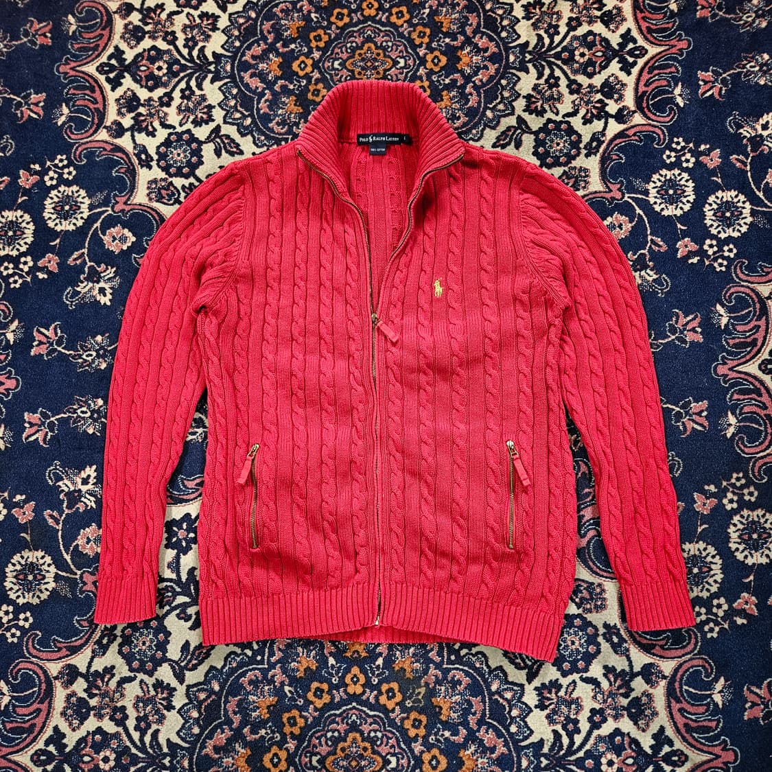 폴로랄프로렌 포니 자수 코튼 꽈베기 집업 가디건 L size 상품이미지3