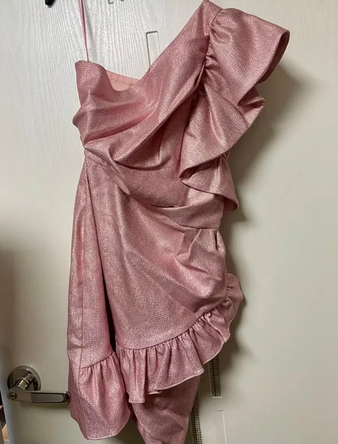 슈슈통 느낌 영국 탑샵 캔디 핑크 원숄더 원피스 상품이미지6