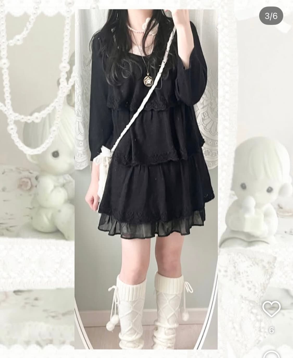 퍄뮤빈티지 파뮤 블랙 니트 원피스 고스로리공겜여주히메오네갸루모리걸하구미 상품이미지2