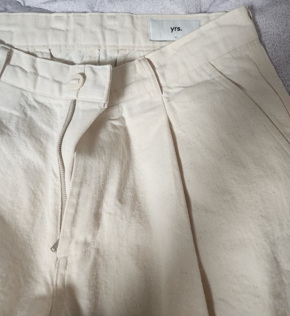 [M] 이얼즈어고 Y-959 오키야마 원턱 와이드 데님 에크루 상품이미지7