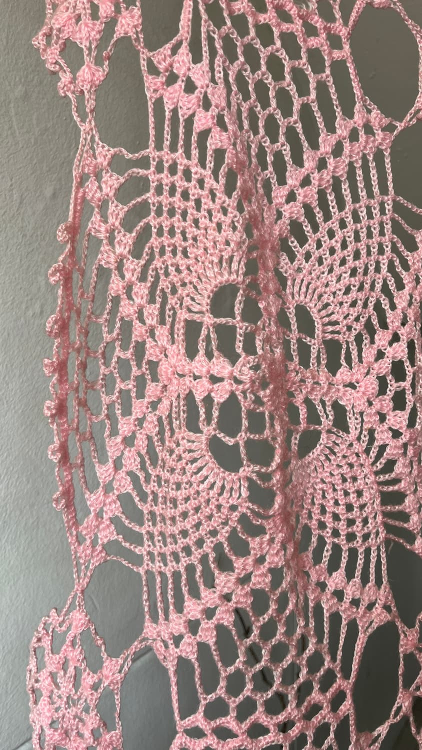 빈티지 크로세 뜨개 딸기우유 핑크 패브릭 상품이미지2