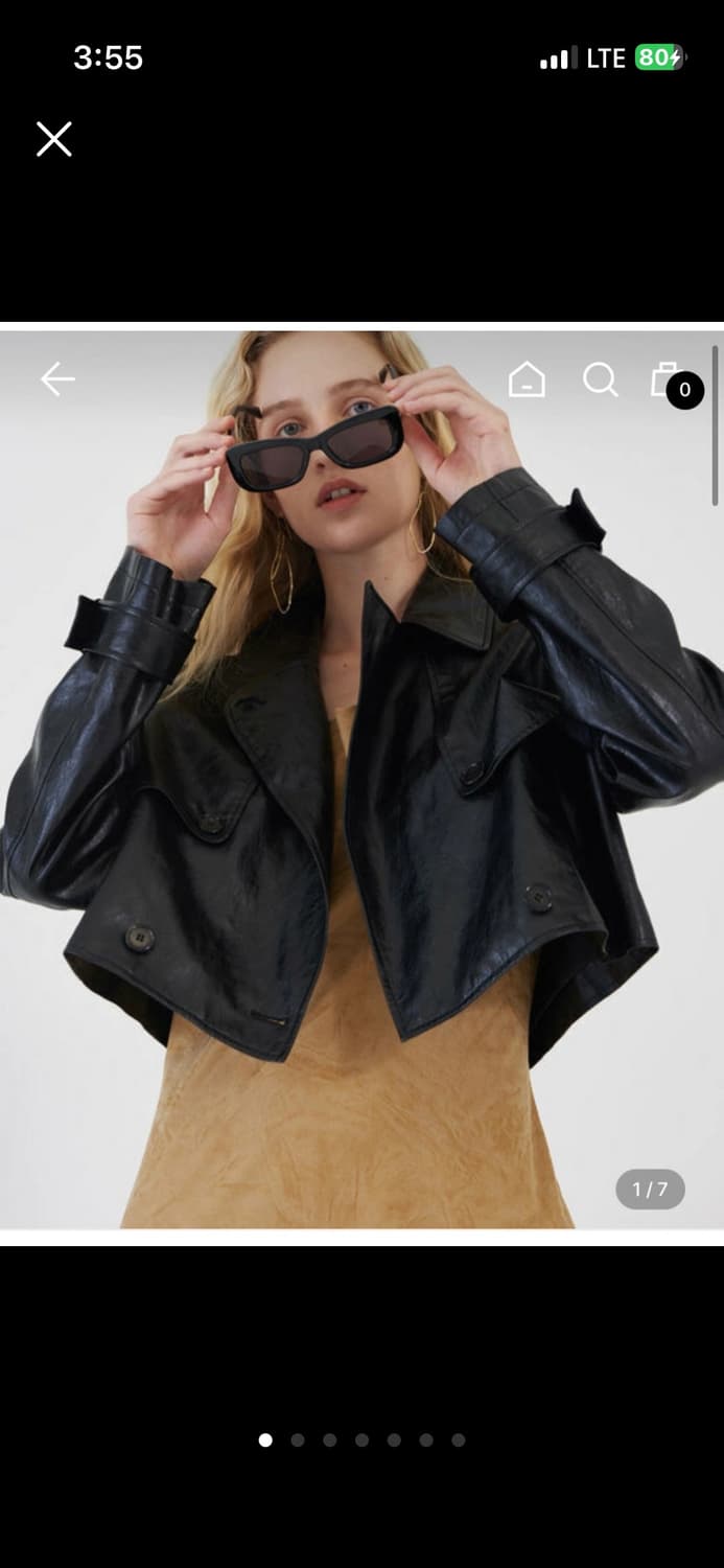 다이애그널 크롭 레더자켓 상품이미지2