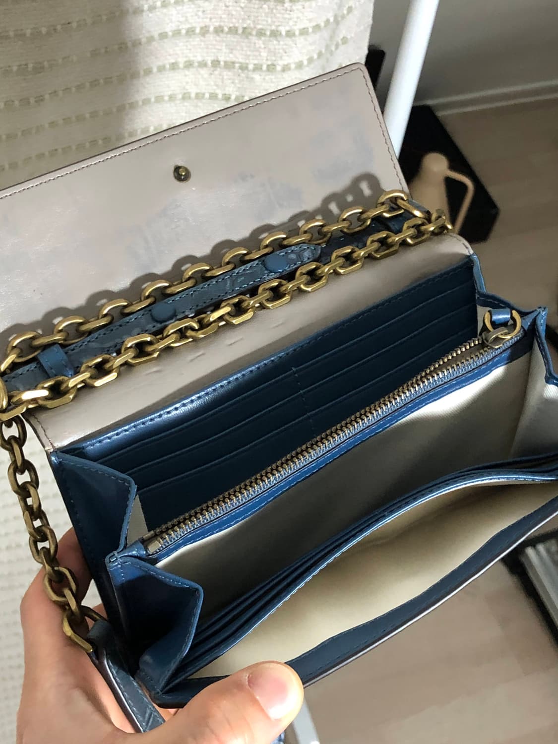 폴로 랄프로렌 블루 염소가죽 미니 크로스백 숄더백 지갑 가방 상품이미지3