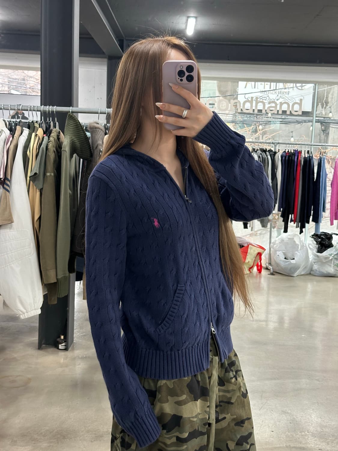 폴로랄프로렌 꽈배기 투웨이 니트후드집업 상품이미지2