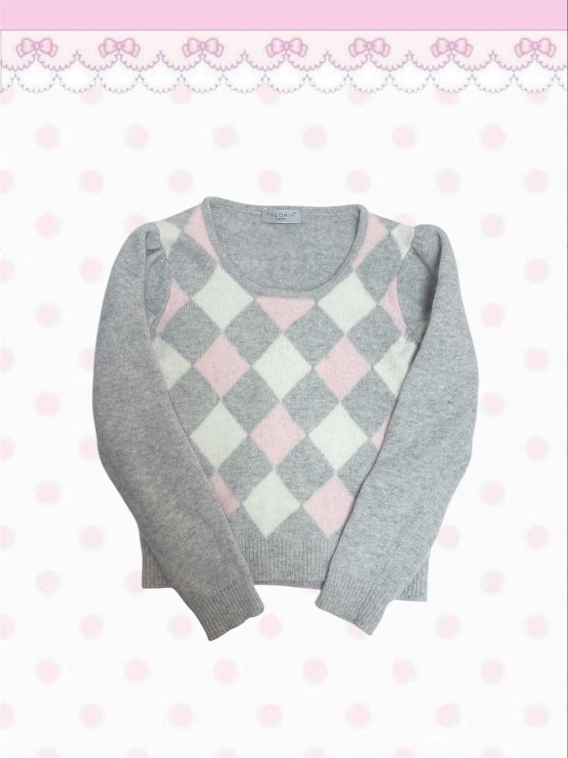 빈티지 히메갸루 회핑 아가일 폭닥 니트 상품이미지1