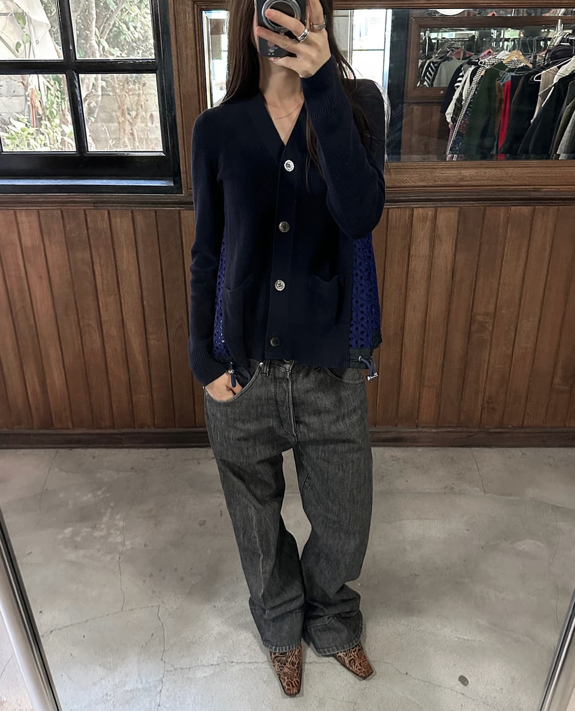 SACAI hole lace string cardigan 상품이미지3