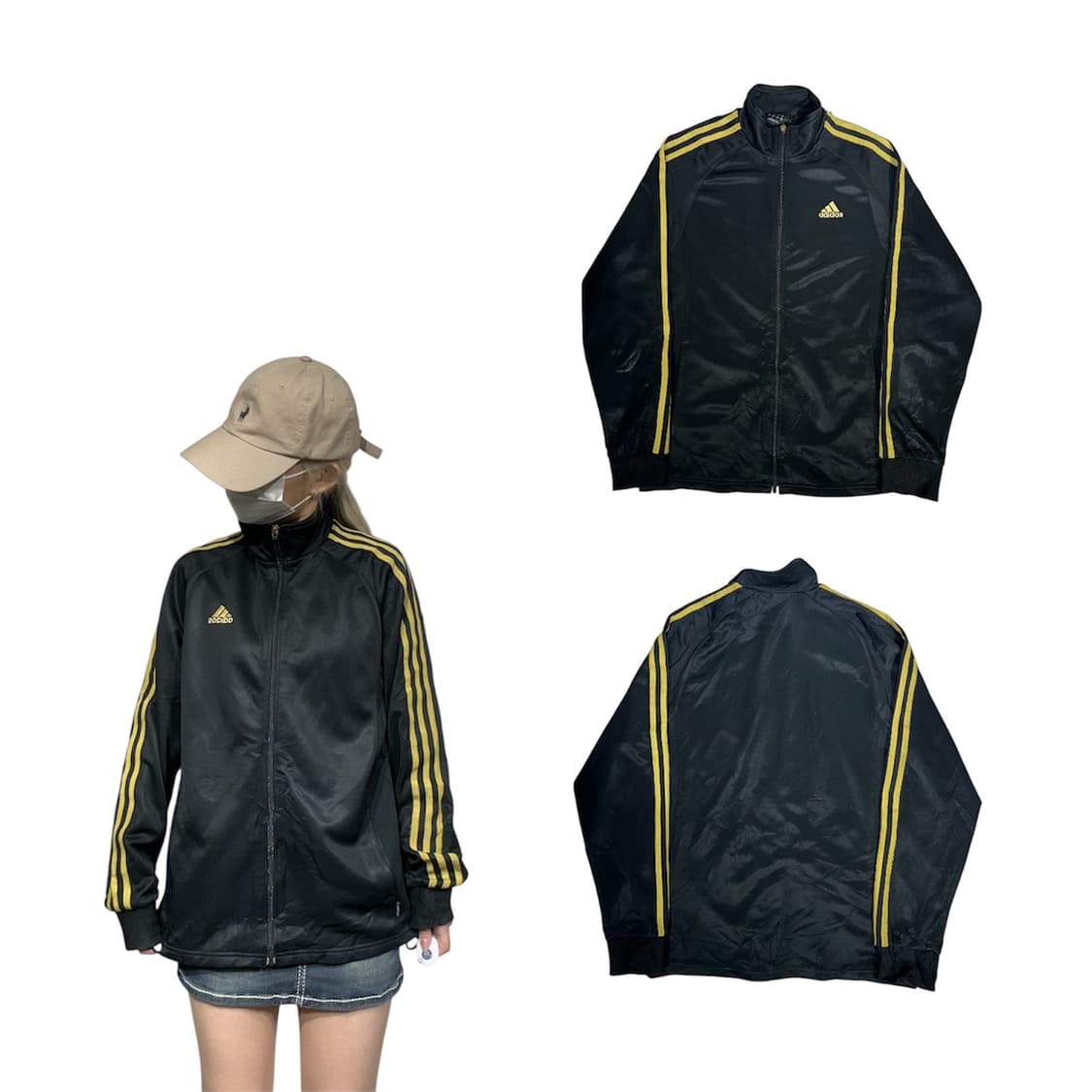 아디다스 블랙 골드 삼선 트랙탑 져지 M 상품이미지1