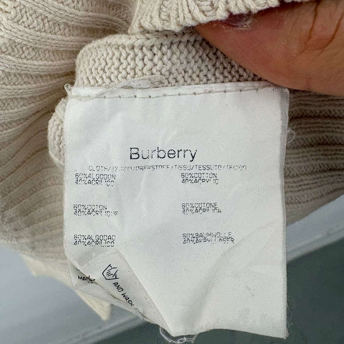 버버리 여성 니트 집업 아이보리 XL 상품이미지7