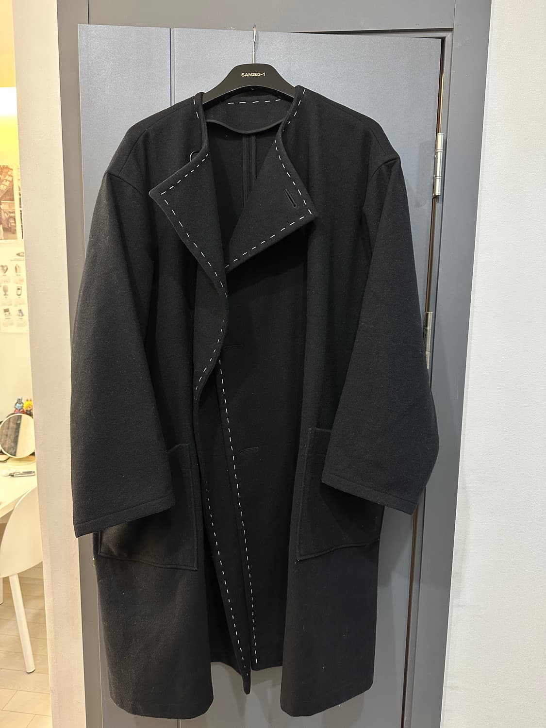 요지야마모토 스티치 울 코트 상품이미지1