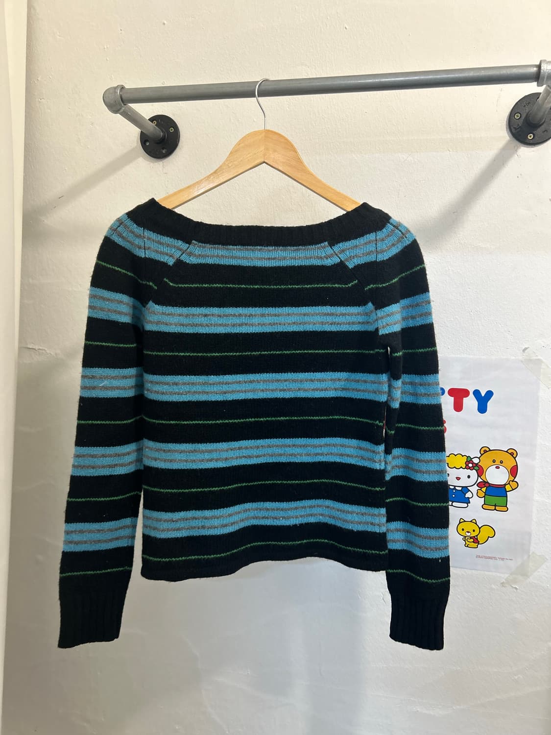 버버리 블루라벨 오프숄더 니트 스웨터 스트라이프 y2k 상품이미지6