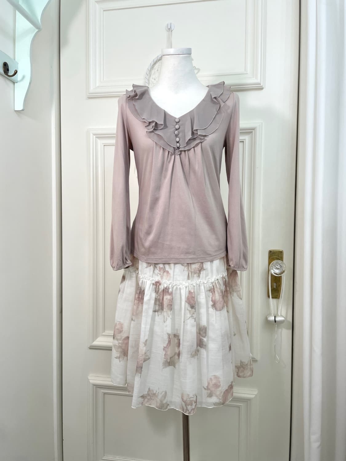 indi pink ruffle shirring cotton top 상품이미지2