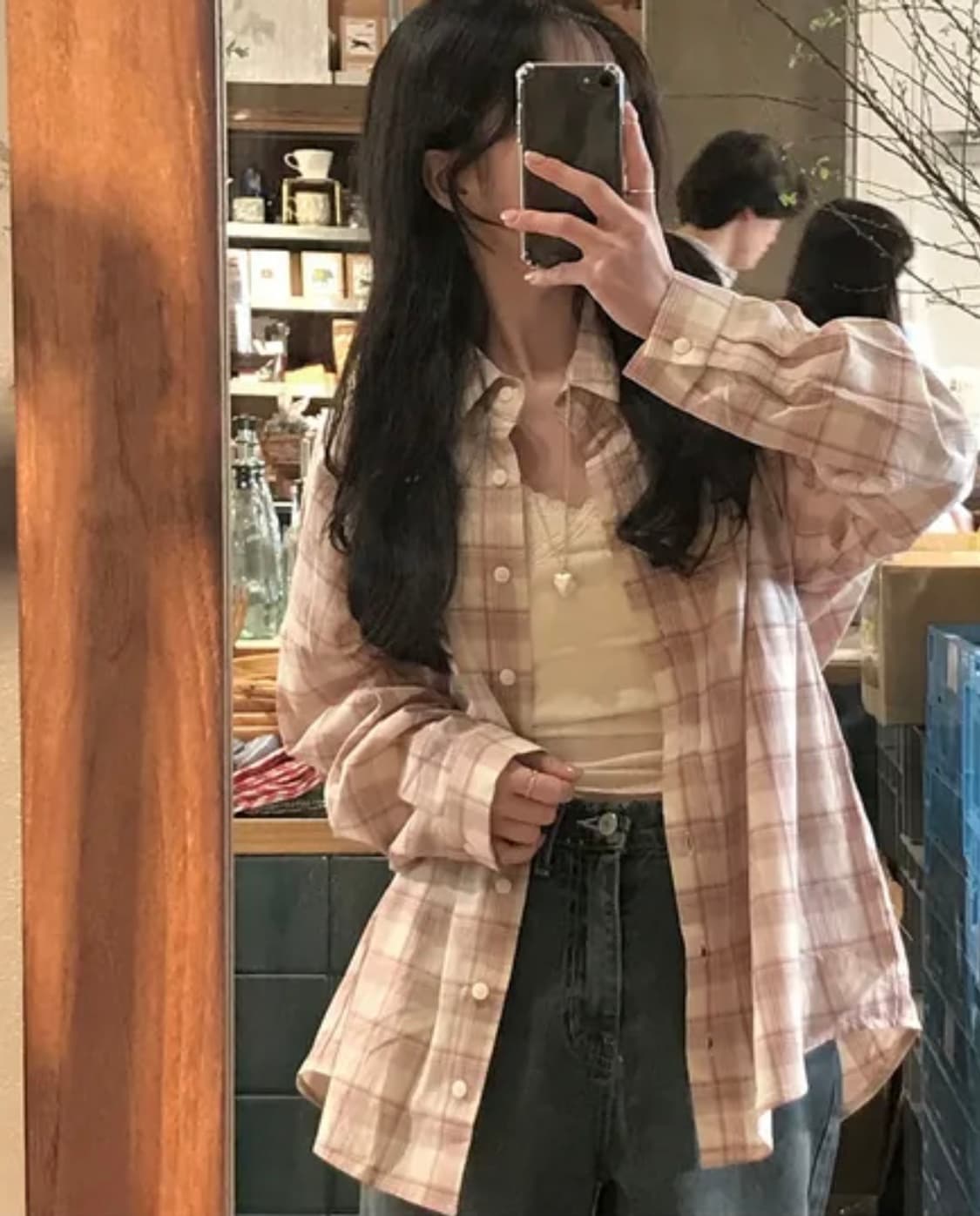 모모 복숭아 체크셔츠 상품이미지7