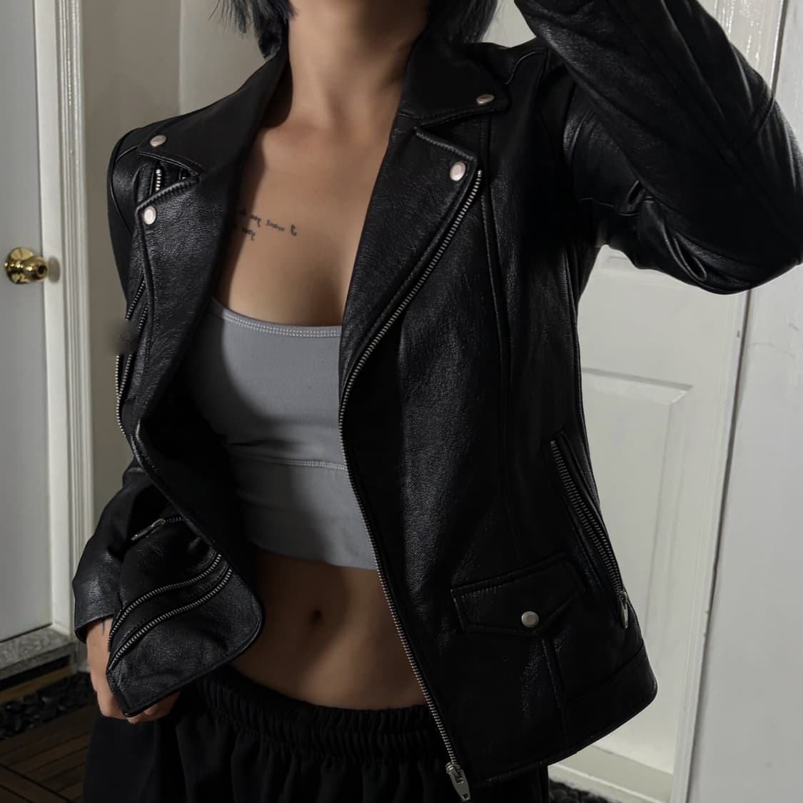 Lunakorrs 투 지퍼 레더 라이더자켓 양가죽 100% 상품이미지6