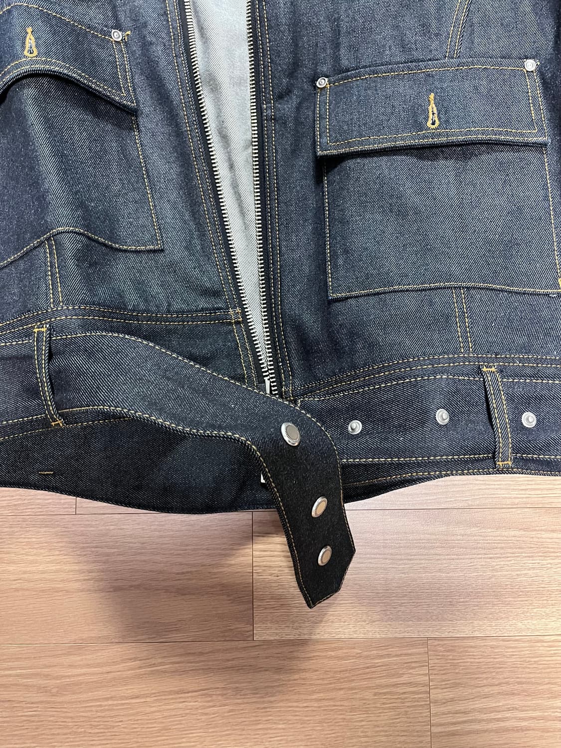 앤더슨벨 21ss 벨티드 바이커 데님 자켓 인디고 셀비지 XL 상품이미지9