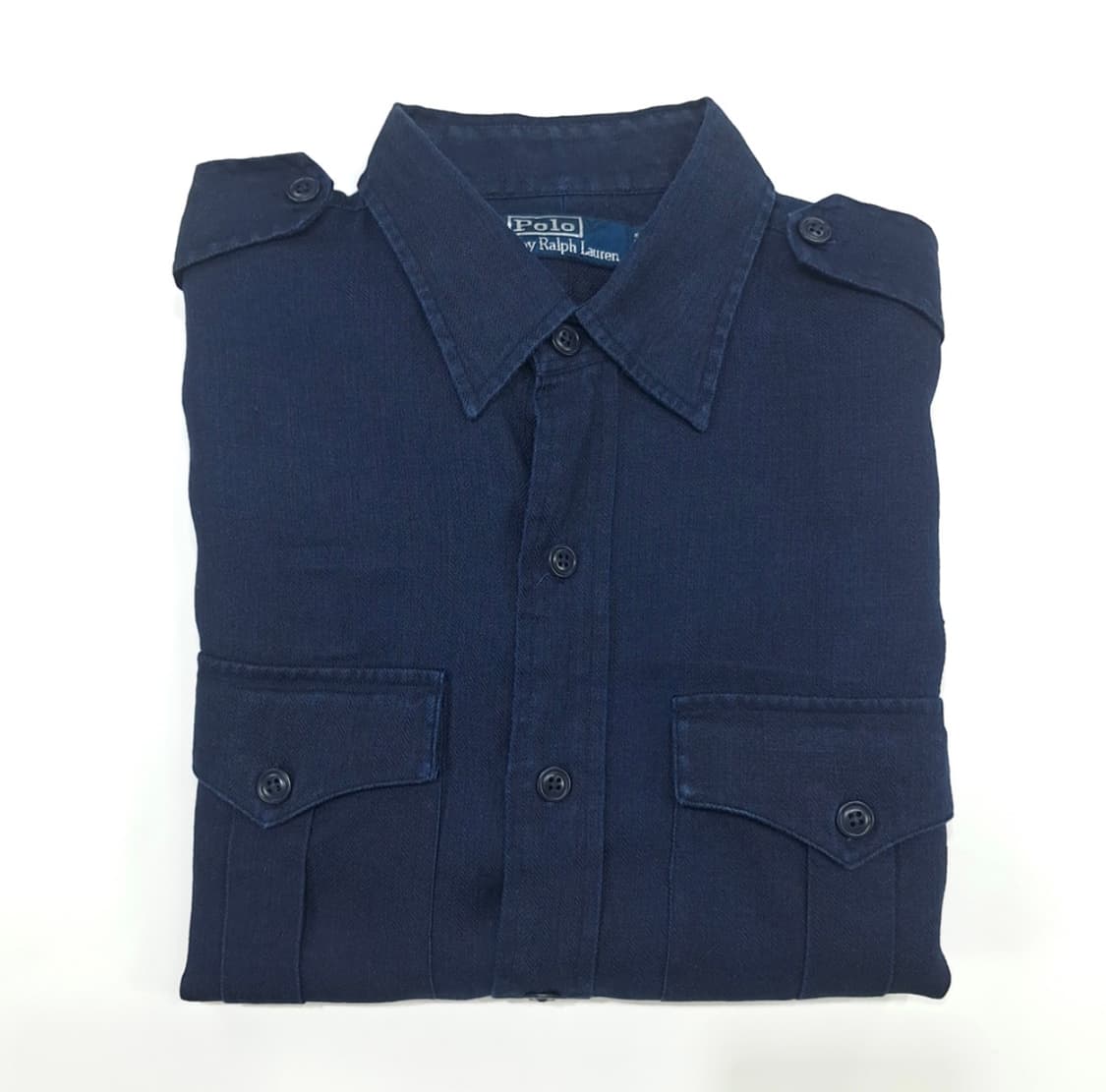 M 폴로 랄프로렌 로얄네이비 밀리터리 린넨 긴팔 셔츠 남방 상품이미지9