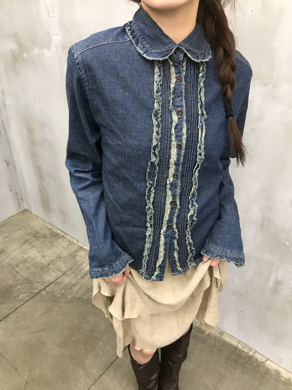 Cosby frill denim shirt 상품이미지7