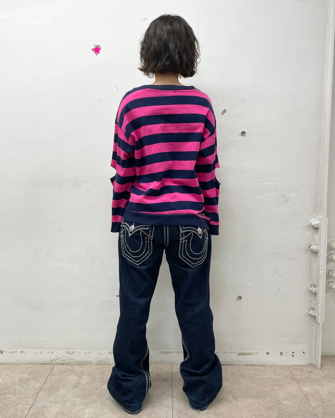 slit pink striped long sleeve 상품이미지7