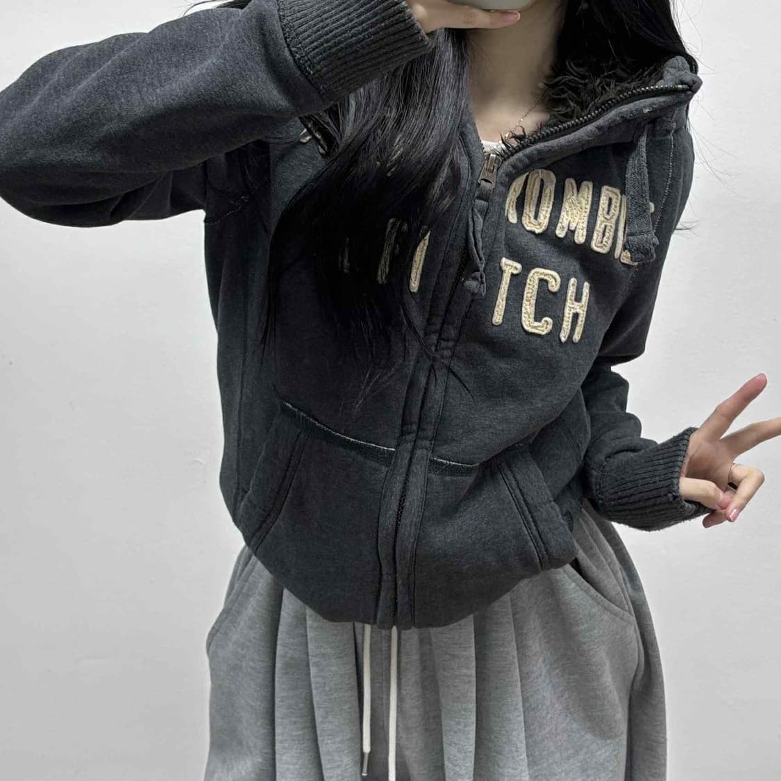 아베크롬비 y2k 울프죠 후드퍼 걸즈 대장급 후드집업 희귀져지(S) 상품이미지1