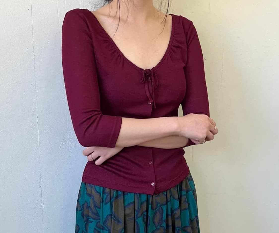 버건디 가디건 상품이미지1