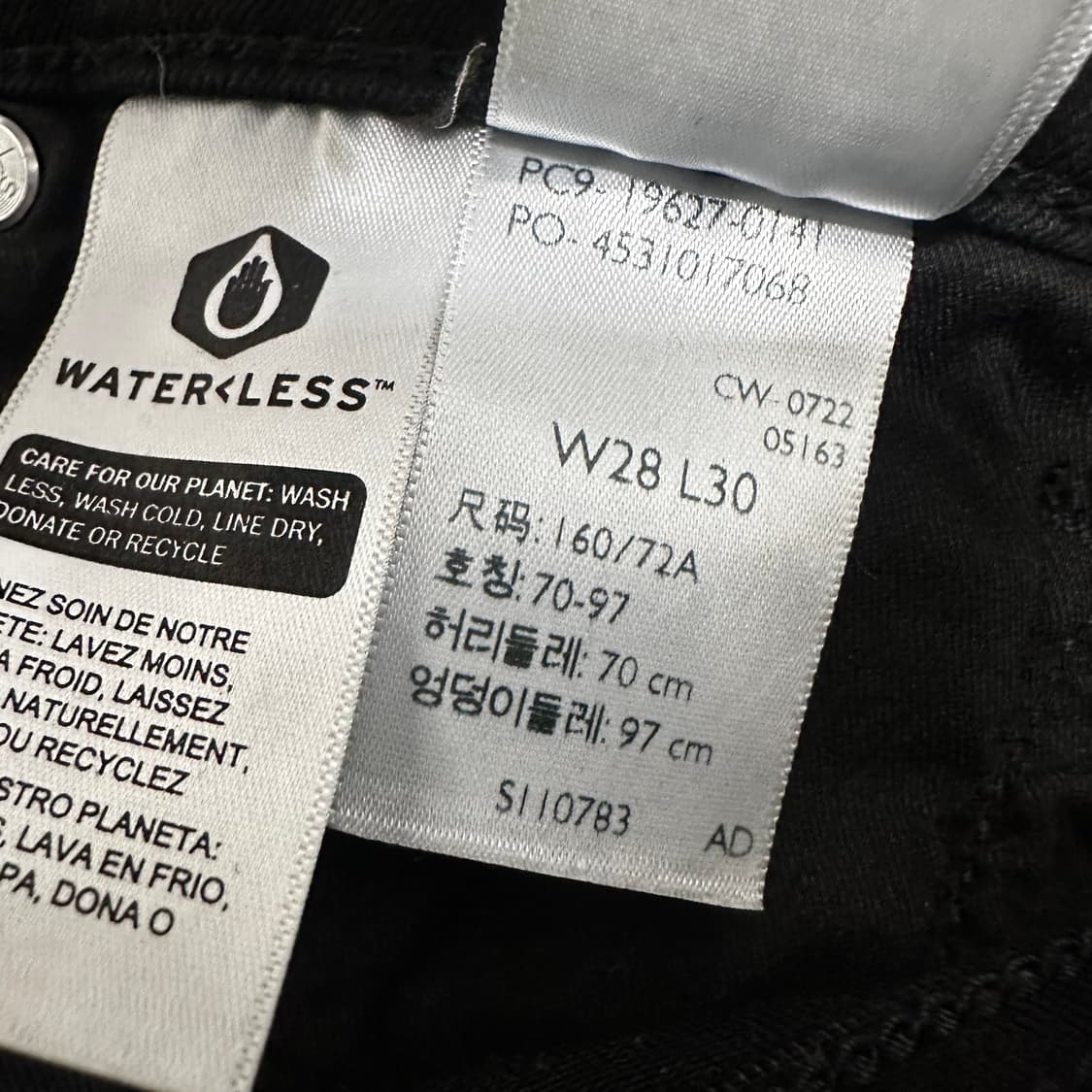 리바이스 여성 데님 흑청바지 블랙 28인치 상품이미지10