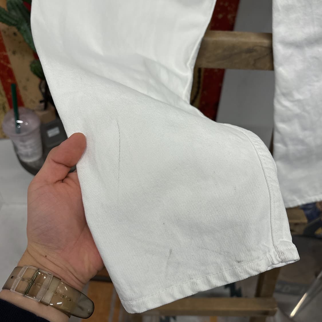 90s 리바이스 오렌지탭 화이트 데님팬츠 미국생산 슬림 테이퍼드 N726 상품이미지8