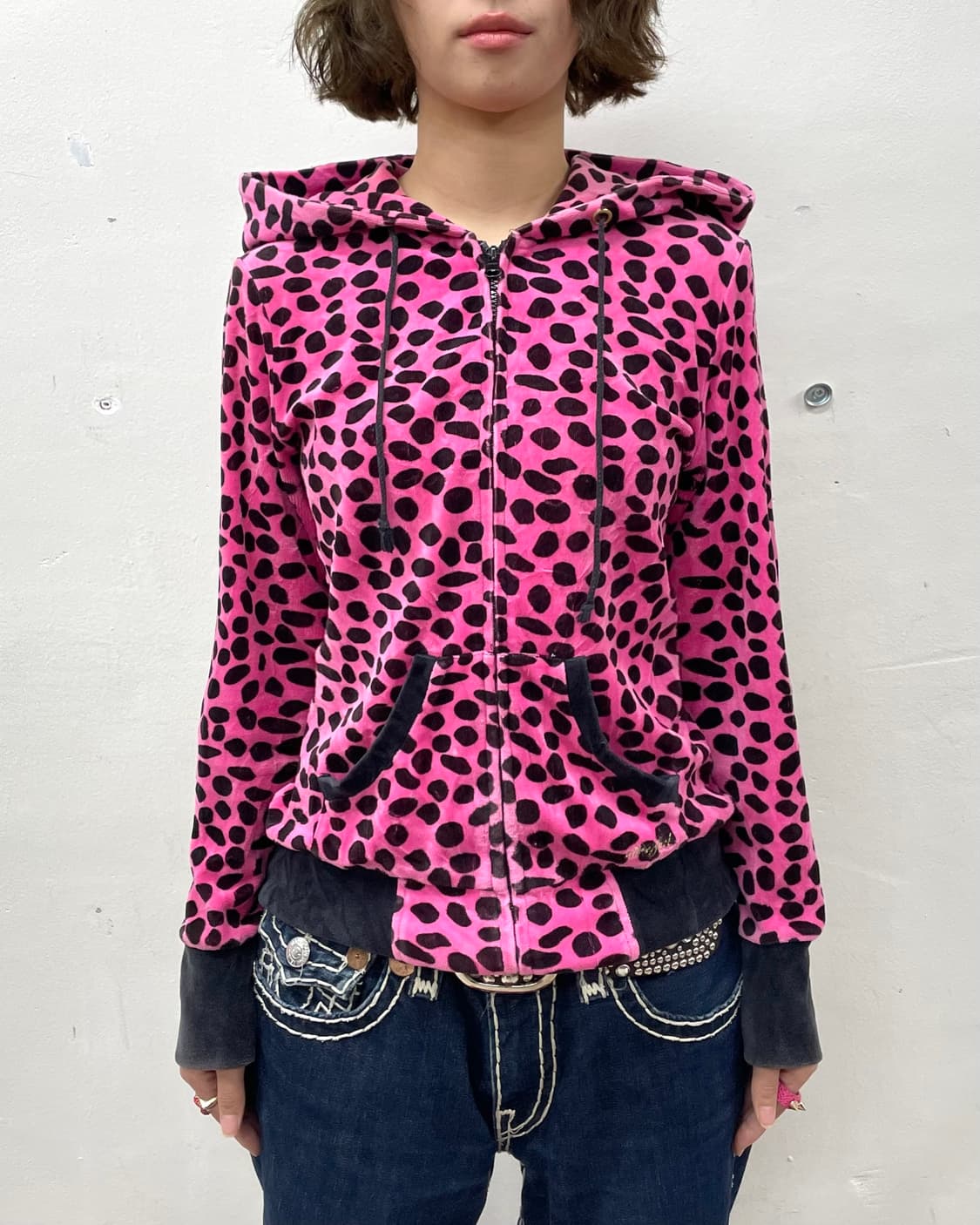 Black Leopard Pink Zip-Up Hoodie 상품이미지3