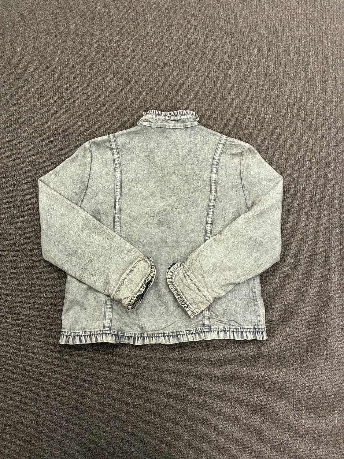 L)Japanese vintage 여성 자수 프릴 디테일 그레이 셔츠 상품이미지7