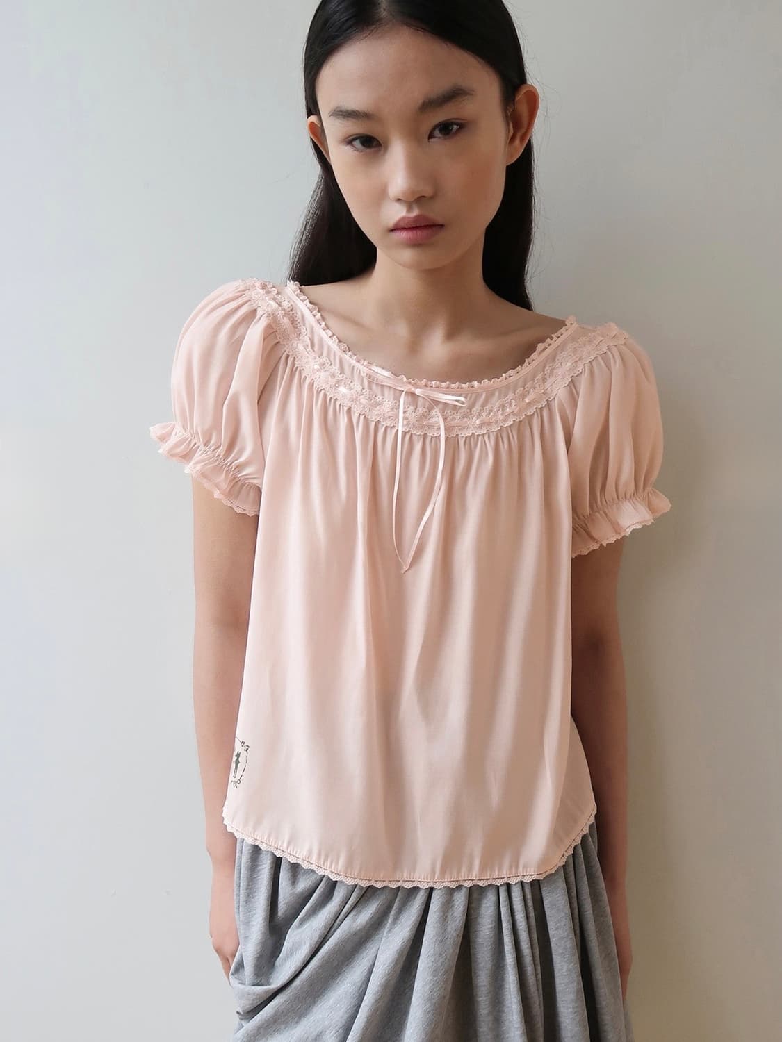 SN Babydoll Beaded Blouse (Apricot) 상품이미지1
