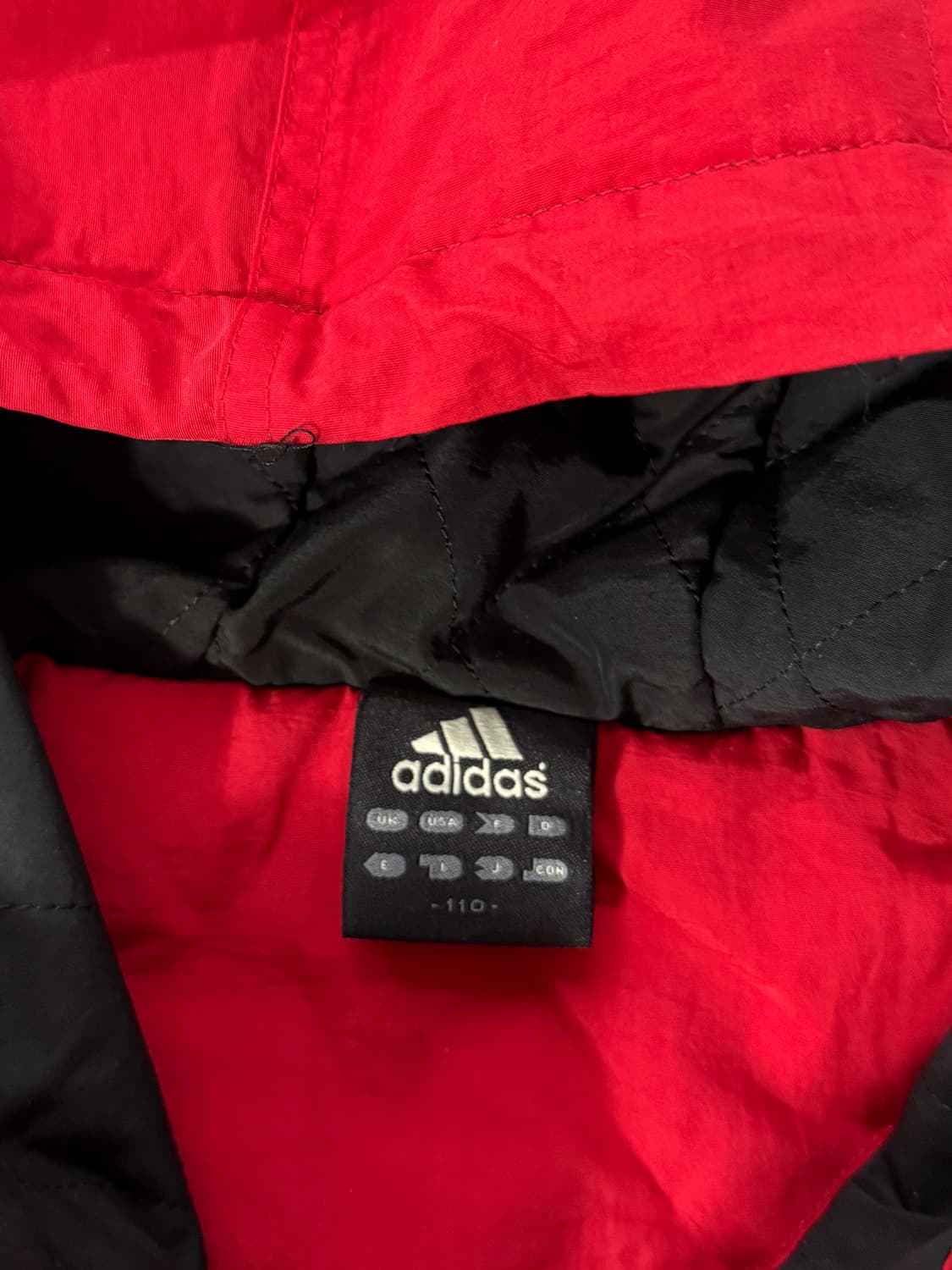 아디다스 오버사이즈 90‘s 다크레드 누빔 후드 점퍼 상품이미지5