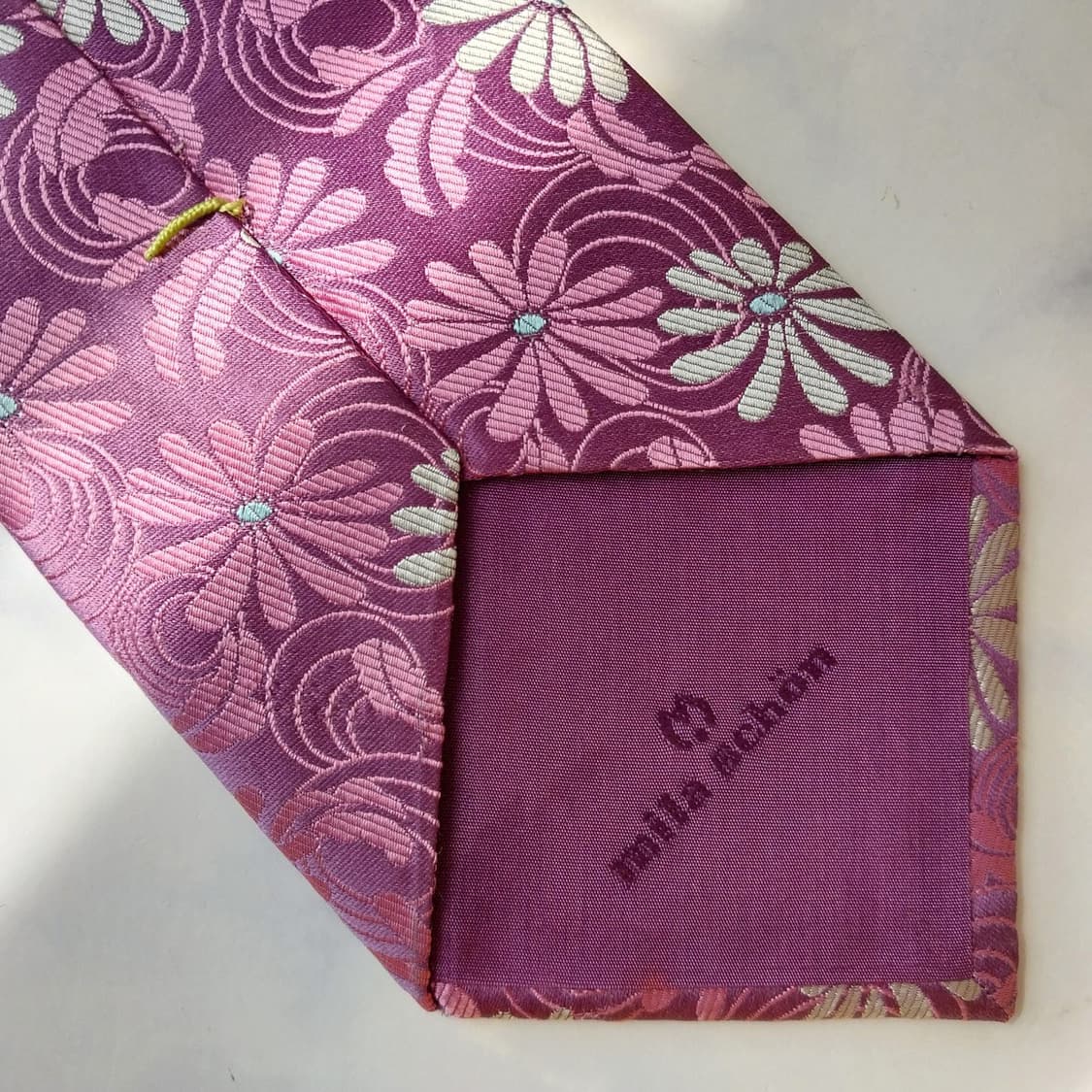 밀라숀 실크 핑크 플라워 자수 패턴 넥타이 9.9cm A+등급 K2362 상품이미지7