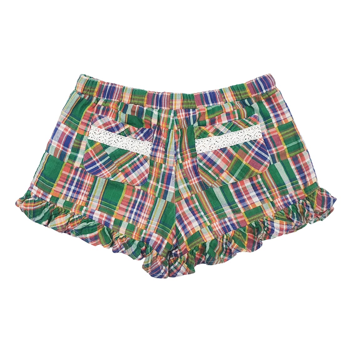 체크 프릴 숏팬츠 그린 상품이미지2