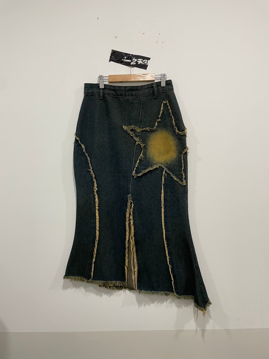 Jpn Baboo 별 패치워크 머메이드 데님 롱 스커트 상품이미지1