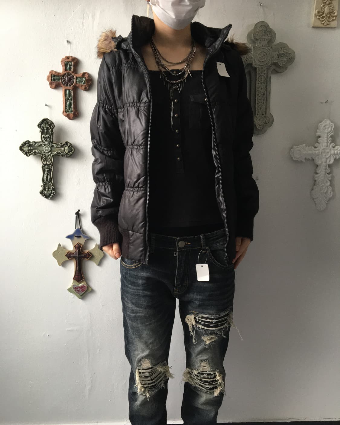 Fake fur hood padded jacket 상품이미지5