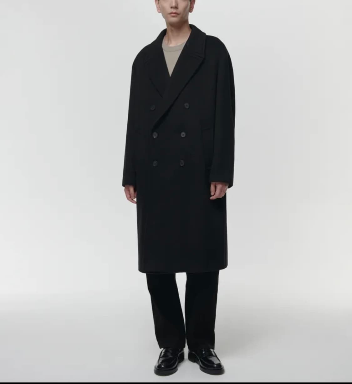 [XL]무신사스탠다드 캐시미어 블랜드 더블 롱 코트/블랙 상품이미지2