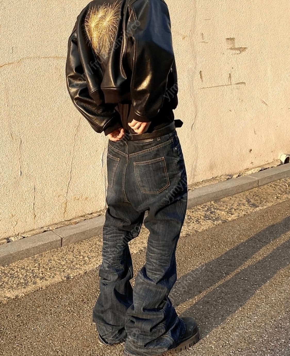 새상품) 언더마이카 링클드 인디고 와이드 플레어진 2사이즈 상품이미지3